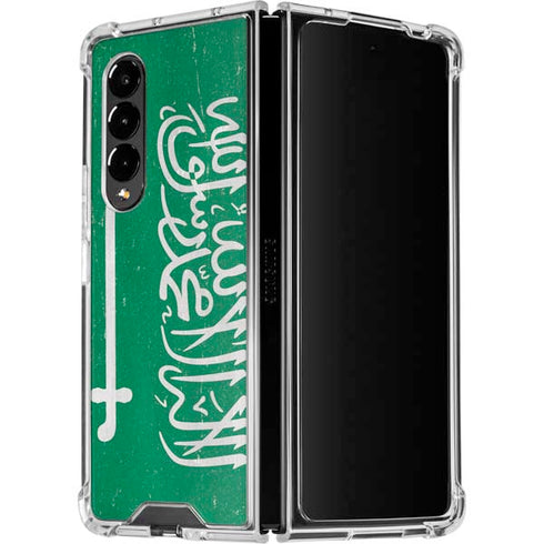 Saudi Arabia Flag Distressed Galaxy Z Fold4 5G Clear Case